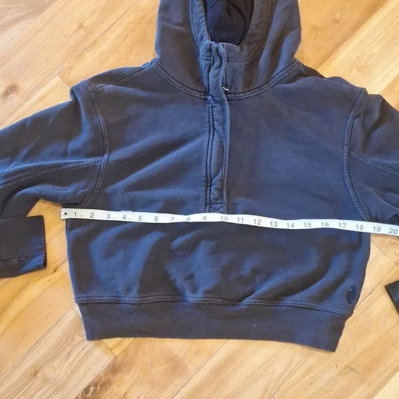 Free People FP Movement Cropped 3/4 Zip Hoodie Black Size Medium - Picture 10 of 11
